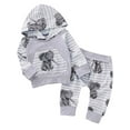 thumbnail image 4 of Baby Boys Girl Elephant Hooded Top Pullover + Long Pants Newborn Outfits Set Clothes Fit For 0-18M, 4 of 8