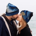 thumbnail image 5 of Kdxio Navy Blue Marble Winter Beanie for Men Women Beanie Knit Hat Cuffed Cap Beanie Knit Chunky Snow Cap, 5 of 6