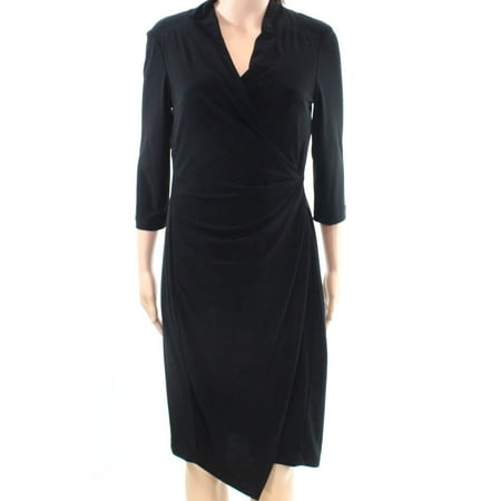 Christin Michaels New Black Womens Size 8 Christin Michaels New Black Womens Size 8 Surplice Jersey Sheath Dress