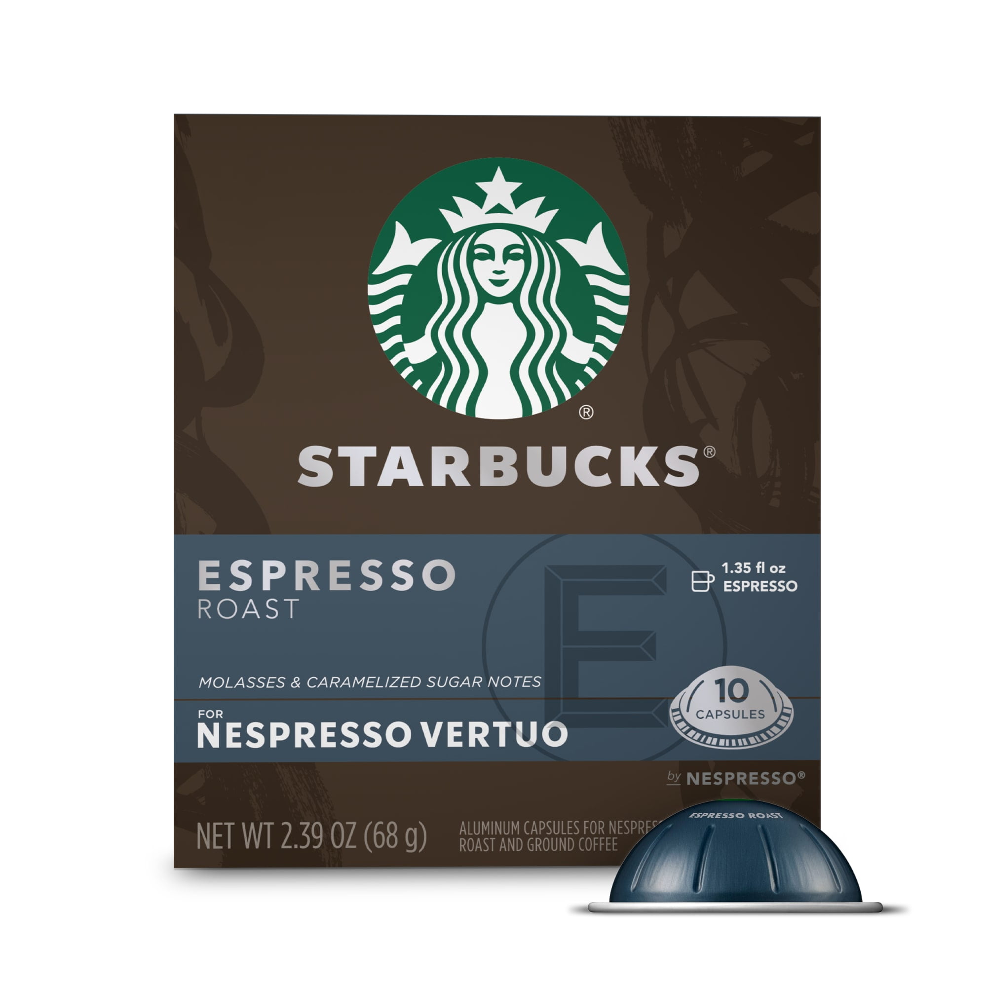 Starbucks by Nespresso Vertuo, Espresso Roast, Dark Roast Nespresso Pods, 10 Count