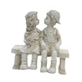 thumbnail image 2 of Estatua de resina para jardín de niño y niña en un banco, colección de figuras en miniatura para interiores, ideal para pasarelas, cumpleaños, porche, 2 of 8