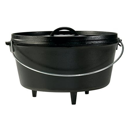 Lodge 8 Quart Pre-Seasoned Cast Iron Camp Dutch Oven with Lid - Dual Handles - Use in the Oven, on the Stove, on the Grill or over the Campfire - Black