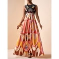 thumbnail image 4 of Pink Multicolor Geometric Print Sleeveless Maxi Dress For Summer Festival, Vacation, Beach, Street Style, 4 of 8