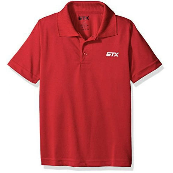 STX Boys' Big Boys' Athletic Poly Pique Polo Shirt, Red, 10/12