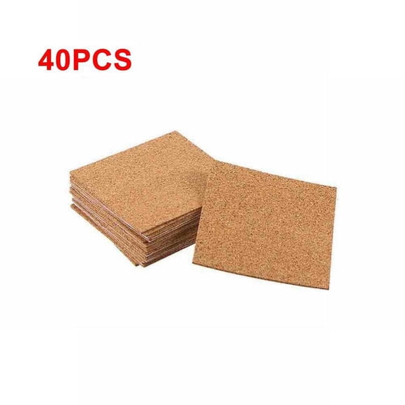 Ruibeauty 40Pcs Self-Adhesive Cork Squares Cork Adhesive Sheets 4x4inch for Coasters and DIY Crafts, Cork Board Squares Cork Backing Sheets Mini Wall Cork Tiles Mat