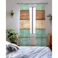 thumbnail image 3 of Farmhouse Teal Blue Brown Sheer Curtains 84 Inch Length 2 Panels Set for Living Room/Bedroom, Vintage Wooden Striped Kitchen Curtains Grommet Semi-Sheer Curtains Drapes Window Treatments 42"x84"x2, 3 of 7