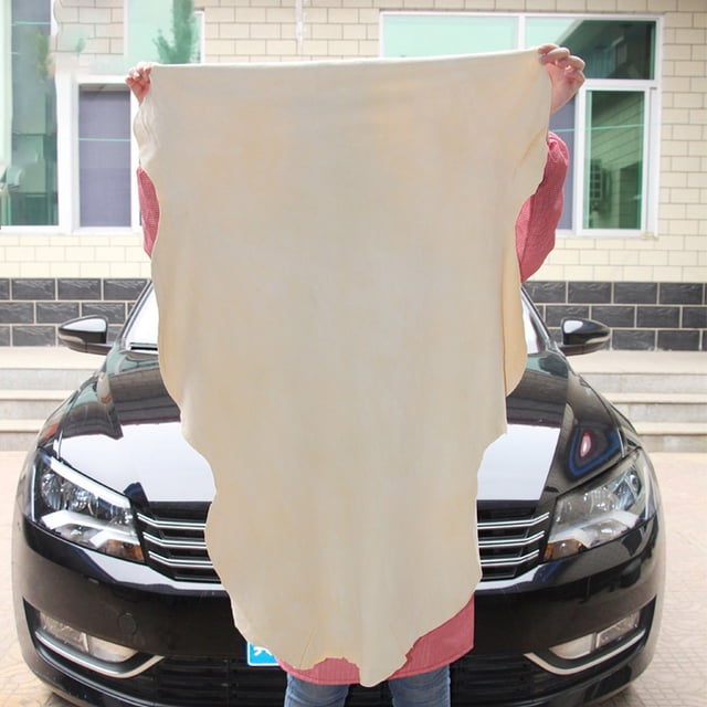 Toalla para secar coches de piel de oveja y piel de oveja auténtica - Tela grande de ante de 35"x24" para lavado de coches, pulido y absorción de agua, sin arañazos