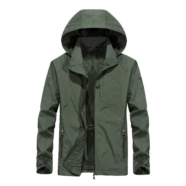 YOUSNH Manteau de Pluie Léger à Capuche pour Homme Manteau de Pluie d'Extérieur pour la Randonnée et le Voyage Manteau de Pluie Homme Vert Armée XXXXXL