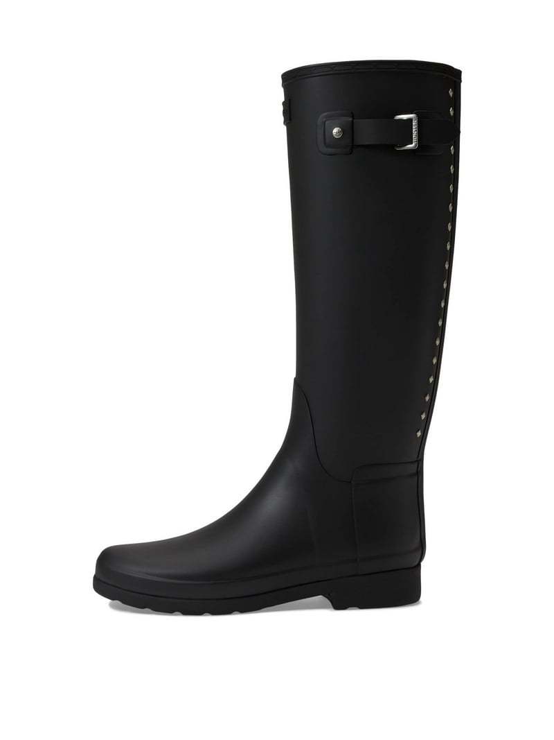 【HUNTER】　Women Ref tall Stud Back Boot Hunter Women's Refined Tall Studded Back Strap Rain Boots, Black