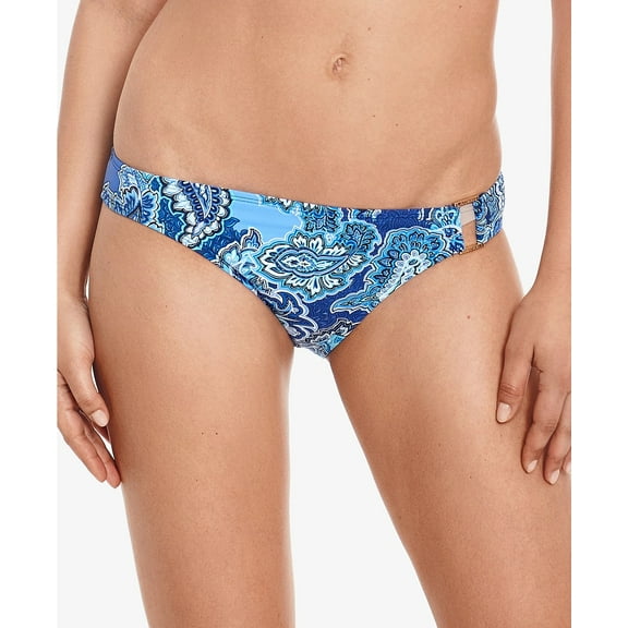 LAUREN RALPH LAUREN Women's Navy Stretch Lined Full Coverage Ring Bikini Swimsuit Bottom 8