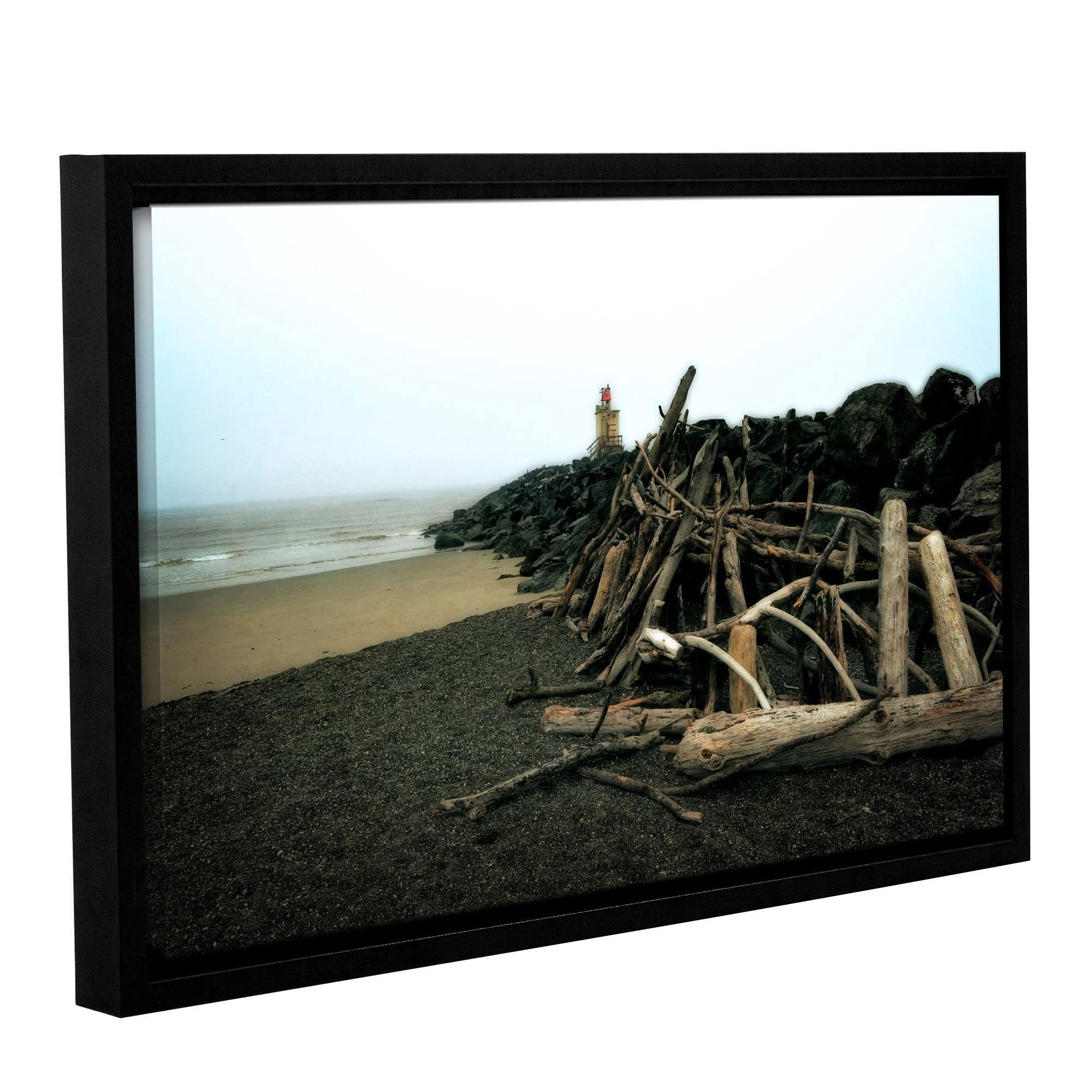 ArtWall Kevin Calkins "Soth Jetty and Driftwood" Gallery-Wrapped Floater-Framed Canvas