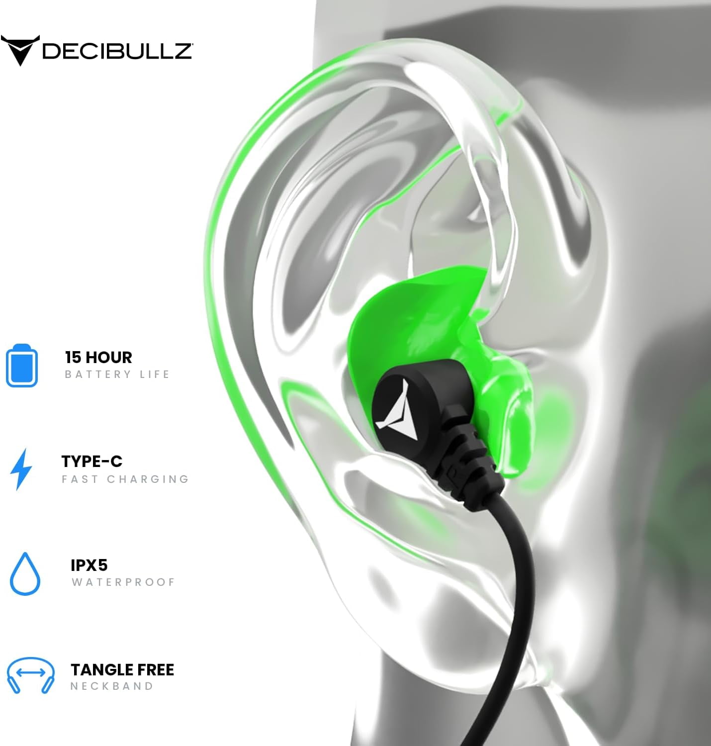 Earbuds Kit Decibullz SAFE SOUND Wireless Bluetooth Headphone