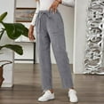 thumbnail image 5 of WULMLEO Corduroy Pants for Older Women Elastic High Waisted Pull On Soft Comfortable Loose Fit Slacks with Pockets Gray M, 5 of 7