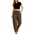 thumbnail image 6 of yuCgh Women's Wide Leg Cropped Casual Elastic Drawstring Waisted Pants with Pockets, Comfortable Harem Pants for Lounge and Outdoor Activities,Coffee 2XL, 6 of 6