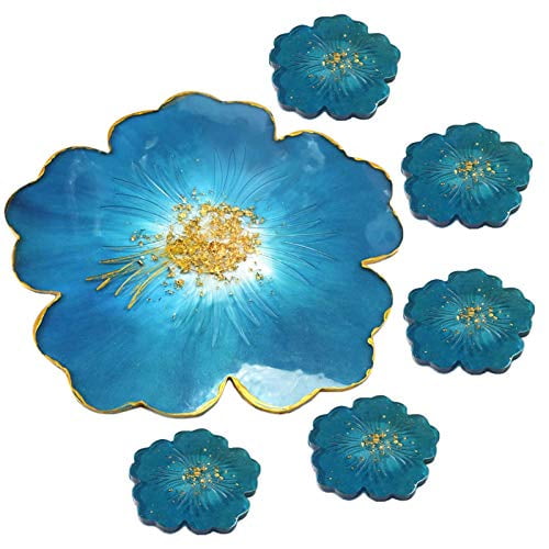 Cute Blue Resin Coaster Teaspoon Tray