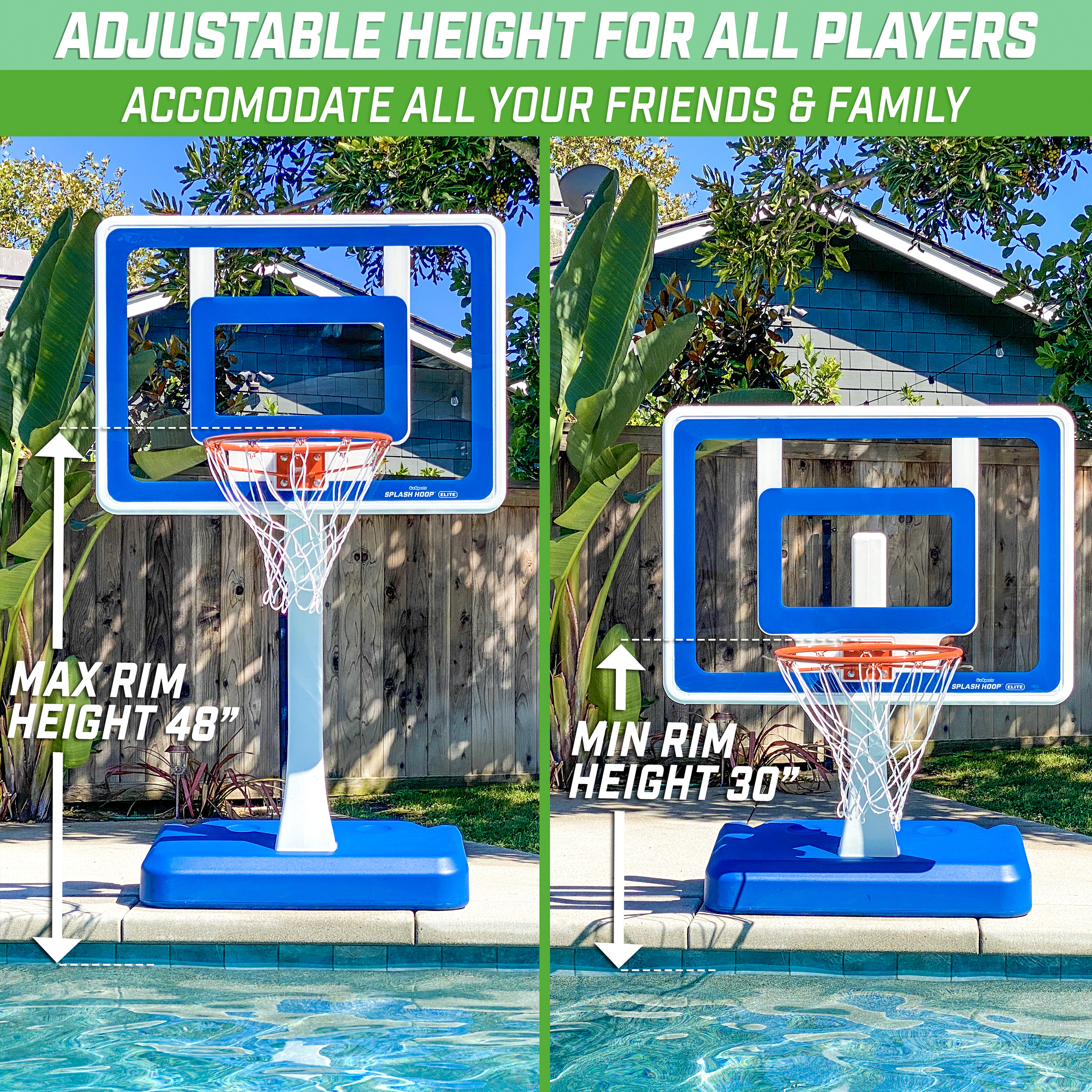 GoSports Splash Hoop ELITE Swimming Pool Basketball Hoop; Huge 44? x 32