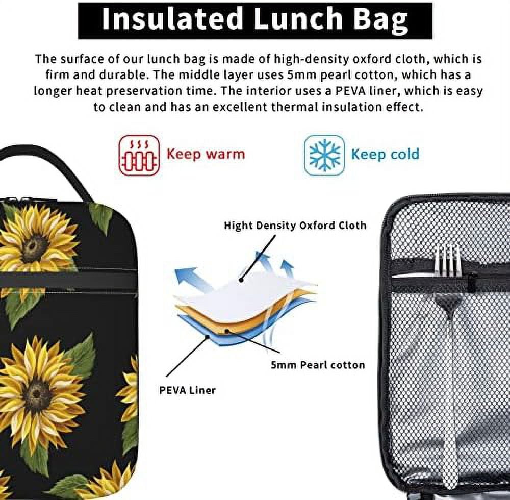 Retro 70s Sunrays Aesthetic Lunch Bag Insulated Lunch Box for Men Women  Durable LunchBox Waterproof Lunch Container for Travel Office Indoor Outdoor