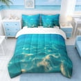 thumbnail image 3 of Manfei Underwater Wave Bedding Comforter Set for Kids Boys and Girls, Coastal Ocean Print Full Bedding Set, Reversible 7 Pieces, 3 of 6