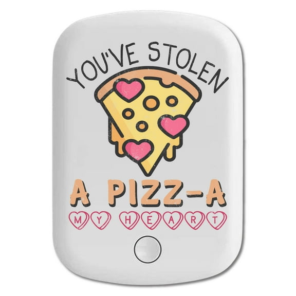 DistinctInk Magnetic Battery Pack, 5000 mAh Wireless Portable Charger with USB-C Cable, Compatible with MagSafe iPhone 14 / 13 / 12 Series - Stolen Pizz-A My Heart