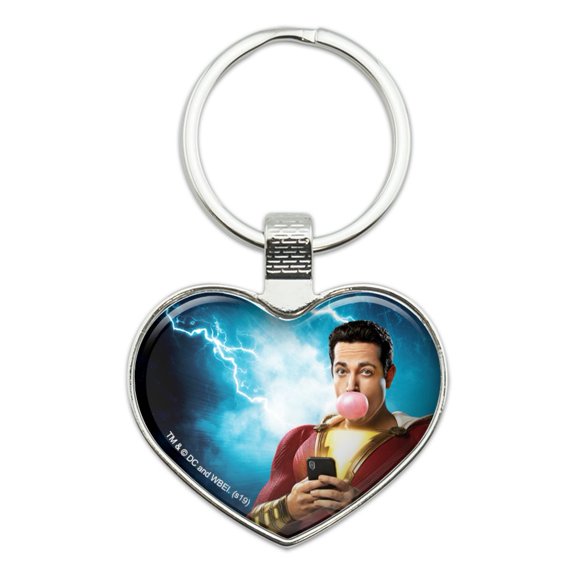Shazam! Movie Bubblegum Poster Keychain Heart Love Metal Key Chain Ring
