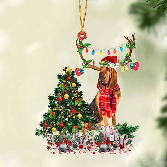 Acrylic 2D FLAT Bloodhound-Christmas Tree Gift Hanging Ornament