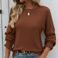 thumbnail image 5 of BLVB Women's Knitted Tops Trendy Ribbed Crewneck Ruffle Long Sleeve Shirts Casual Fall Going out Blouse, 5 of 7