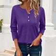 thumbnail image 2 of Womens Tops Button Long Sleeve T Shirt Round Neck Casual Tunic Top Blouses For Women, 2 of 7