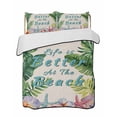 thumbnail image 2 of Summer Tropical Palm Leaf Queen Size Down Alternative Comforter, Lightweight Comforter Quilt Bedding Set with Pillow Shams Floral Coastal Starfish Retro All Seasons Bed Comforter Duvet Insert 90"x96", 2 of 7