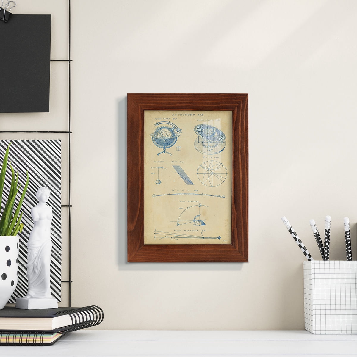 Vintage Astronomy III -Framed Print w/glass-Chestnut