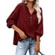 thumbnail image 4 of Camisa De Jersey Con Cordón, Sudadera Con Cuello En V Transpirable Botón De Poliéster De Moda Para Mujeres Para El Trabajo De La Vida Diaria ANGGREK No, 4 of 5