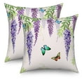 thumbnail image 3 of Purple Wisteria Flower Throw Pillow Covers 18x18 Set of 2,Purple Floral Butterfly Decorative Pillow Cases for Bedroom Sofa Couch, 3 of 6