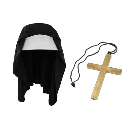 Priest Nun Hat Monk Gold Rosary Catholic Cross Habit Crucifix Costume Accessory