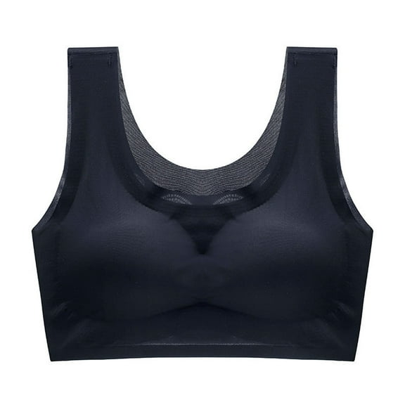 Sngxgn Sports Bras for Women Padded Strappy Sports Bra Seamless Mid Impact Workout Crop Tops(Black,L)