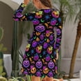 thumbnail image 4 of Fall Dresses for Women 2024, Colorful Halloween Pumpkin Womens Fall Dresses Long Sleeve Casual Tie Waist Clothes, Womens Fall Fashion 2024 Midi  Dresses Outfits with Pocket, 4 of 6