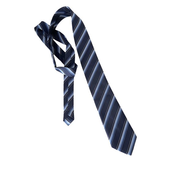 Elegant Striped Student Tie Dark Blue Polyester Suitable For Formal & Casual Outfits