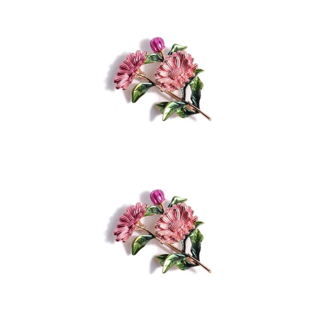Guardurnaity Broche de flor estética, elegante, bonito, fecha, broche de pecho, aniversario, cumpleaños, vacaciones, joyería de moda, regalo Rosado 2piezas