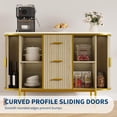 thumbnail image 6 of 50" Mid Century Fluted Buffet Cabinet, Modern Coffee Bar Console Table with Faux Marble Top & Curved Sliding Doors, Storage Accent Cabinet for Kitchen, Living Room, Entryway, 6 of 9