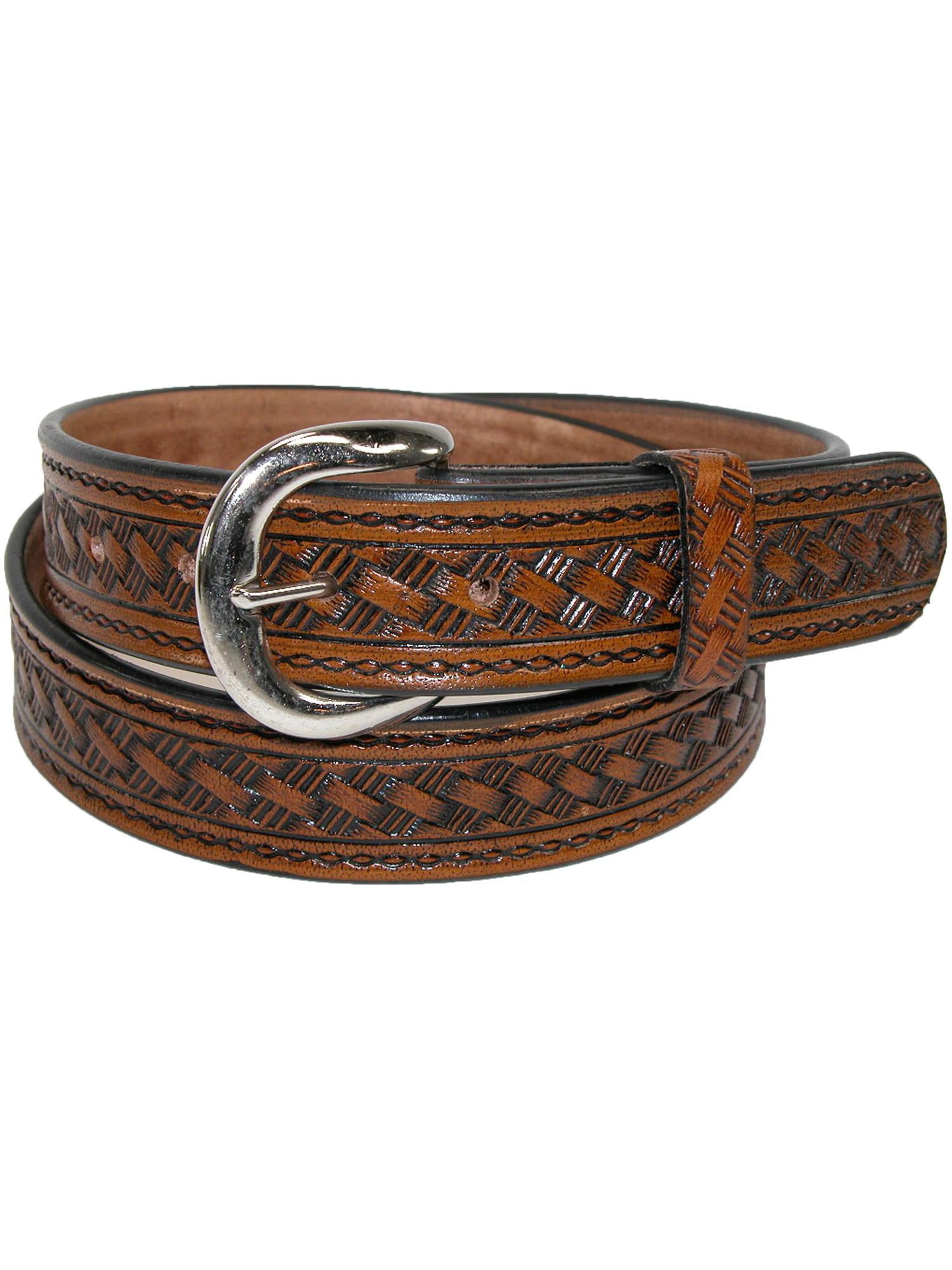 CTM - Size 48 Mens Big & Tall Leather Western Belt with Removable Buckle, Brown - 0