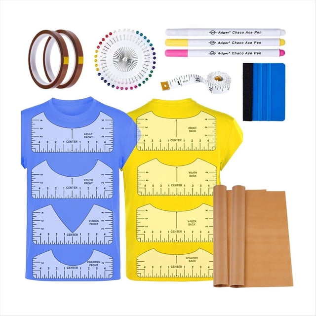 18 Piezas de Accesorios de Sublimación, Herramienta de Alineación de Vinilo con Guía de Regla para Camisetas, Prensa de , Hoja Antiadherente, Cinta Resistente Al