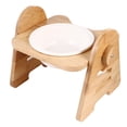 thumbnail image 1 of SHOWERORO Elevated Cat Bowl Khaki Wood Raised Design for Small Dog Stands, 1 of 6