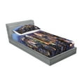 thumbnail image 2 of Ambesonne Landscape Fitted Sheet & Pillow Sham Set, Aerial View of NYC, Twinxl, Blue, 2 of 2