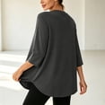 thumbnail image 5 of Loopsun Womens 3/4 Sleeve Fall Tops Fashion Solid Crew Neck Sports Casual Pullover Shirts, 5 of 5