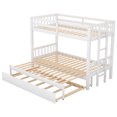 thumbnail image 4 of Twin over Twin/King Bunk Bed with Trundle, Wooden Extendable Bunk Bed with Ladder and Safety Rail, Accommodate 4 People, No Box Spring Needed, White 79.5''Lx40.4''Wx59.8''H, 4 of 7
