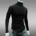 thumbnail image 4 of Autumn Men Solid Color Turtle Neck Long Sleeve Sweater Slim Knitted Pullover Top, 4 of 7