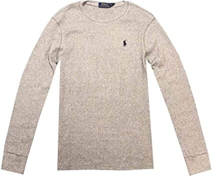 Polo Ralph Lauren Grey Long Sleeve Waffle Knit Crewneck Sweater, US Small