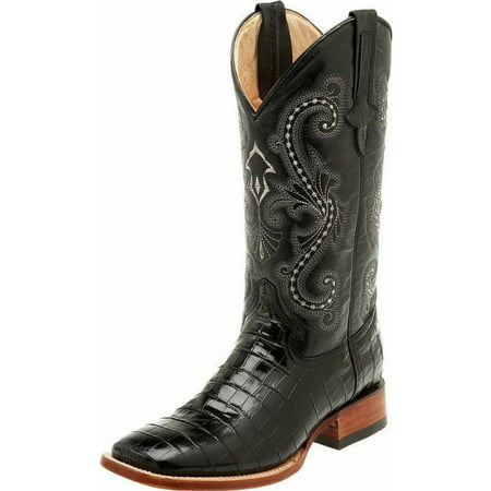 Ferrini Western Boots Mens Cowboy Caiman Gator Print Black 40793-04