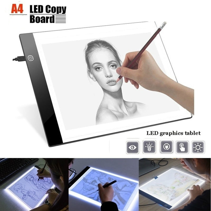A4 LED Art Stencil Board Light Box USB Tracing Drawing Table Adjustable Base Pad 