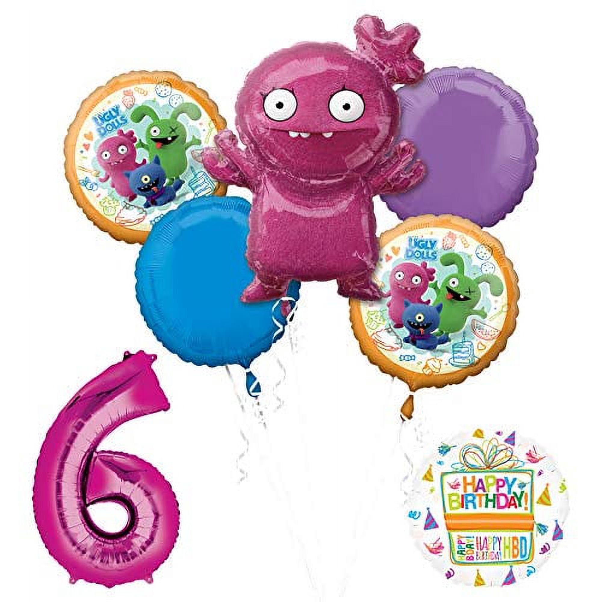 Ugly Dolls 6th Birthday Party Supplies 34 Pink Number 6 Balloon Bouquet Decorations