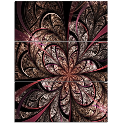 Design Art Glowing Large Fractal Flower Design 3 Piece Graphic Art On Wrapped Canvas Set Walmart Com Walmart Com
