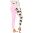 thumbnail image 4 of American Flag Clover Print High Rise Leggings for Women Stretchy Trousers Athletic Slim Fit Bottoms Festive Performance Sportswear, 4 of 6